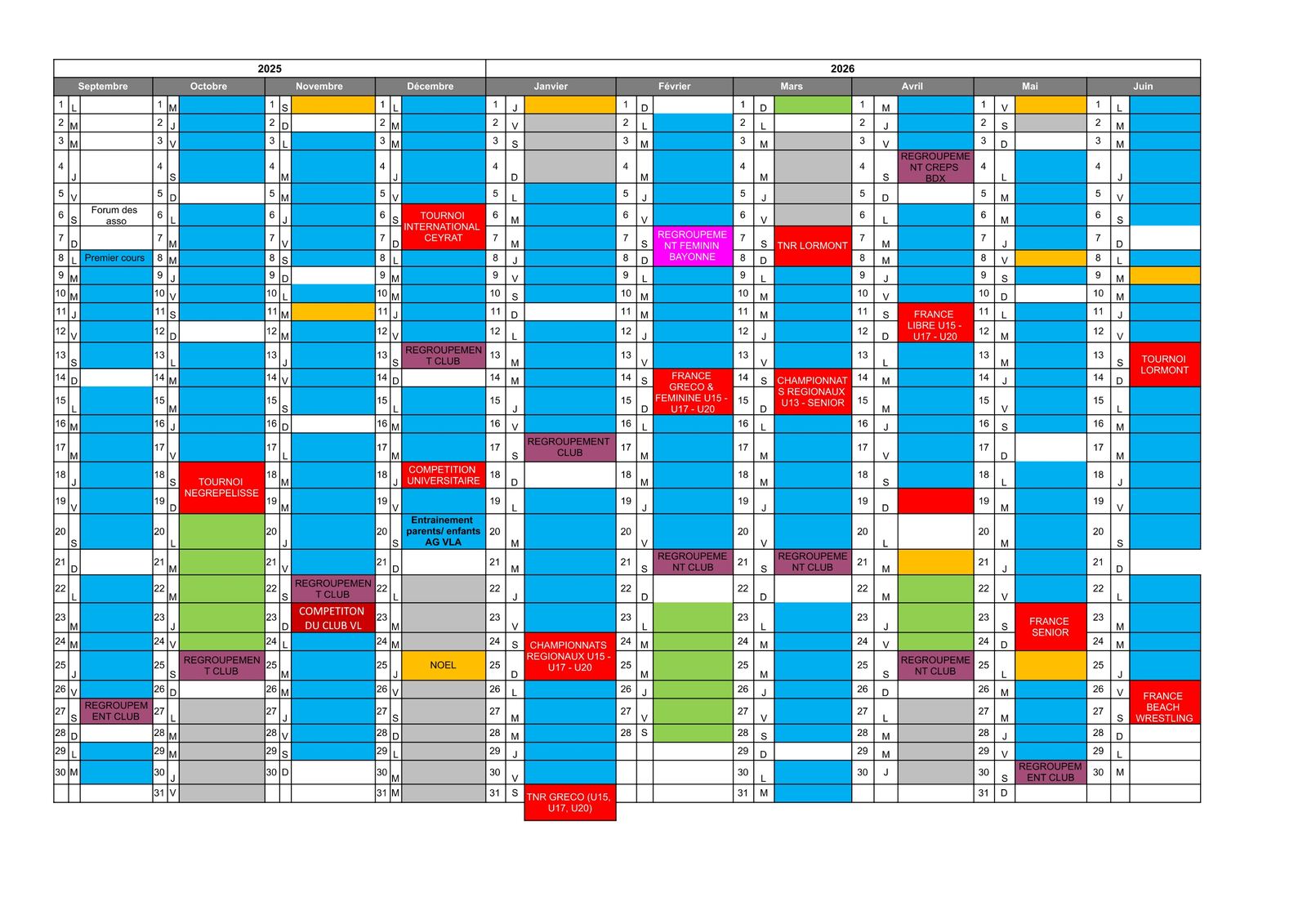 Calendrier annuel